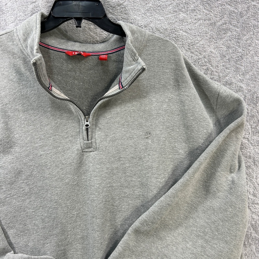 IZOD Men's 3XL B&T 1/4Zip Pullover Sweatshirt Gray Heather‎ Embroidered Logo